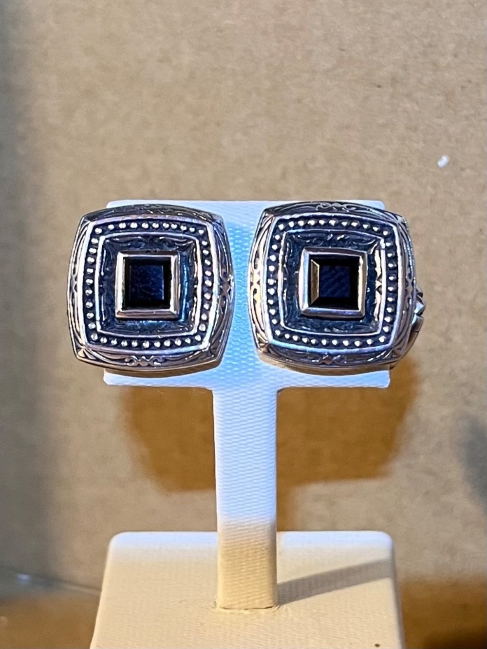 Scott Kay Men’s Sterling Silver Square Black Onyx Cushion Cufflinks 925